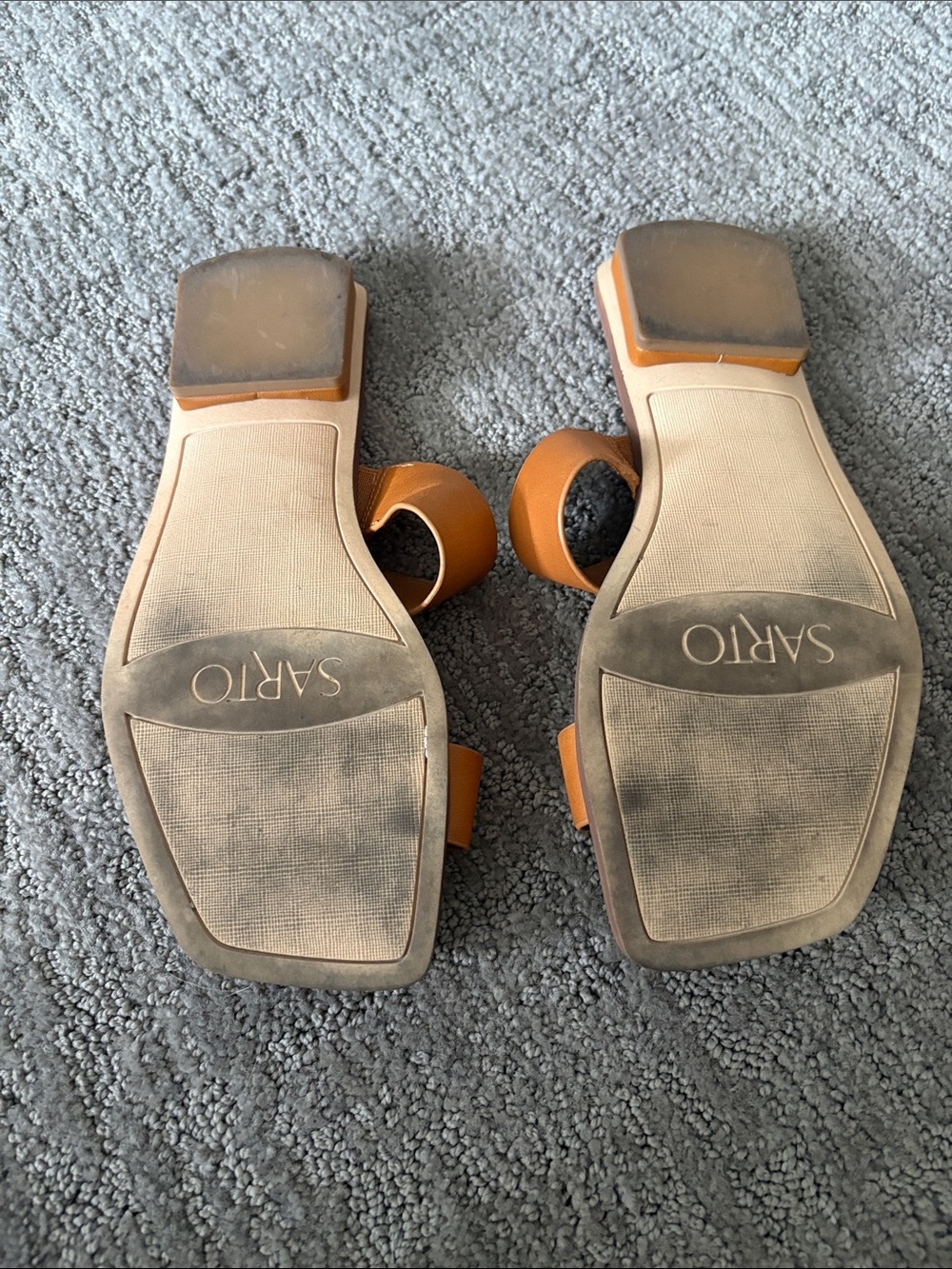 Franco Sarto Tan Leather Slide Sandals - Picture 2 of 5